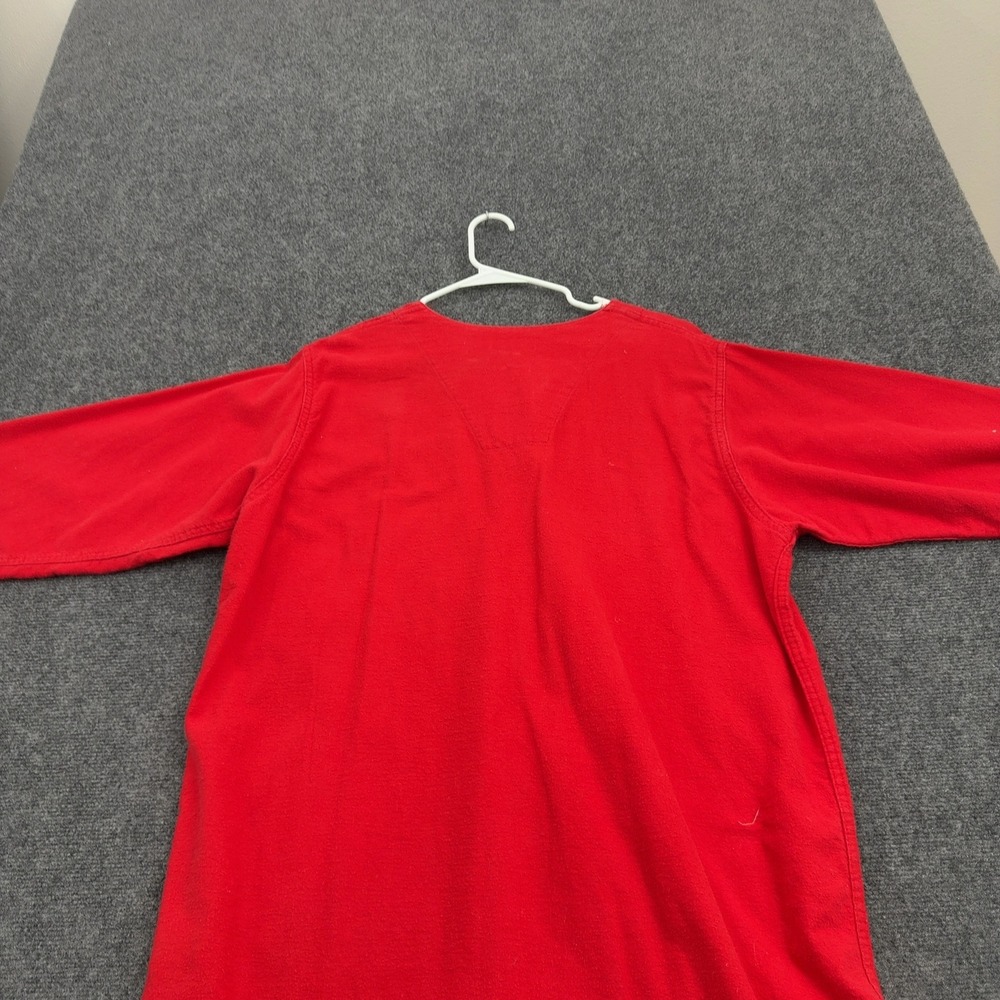 Vintage LL Bean Nightshirt Unisex One Size Red Flannel Henley Pocket Loungewear - Picture 6 of 7